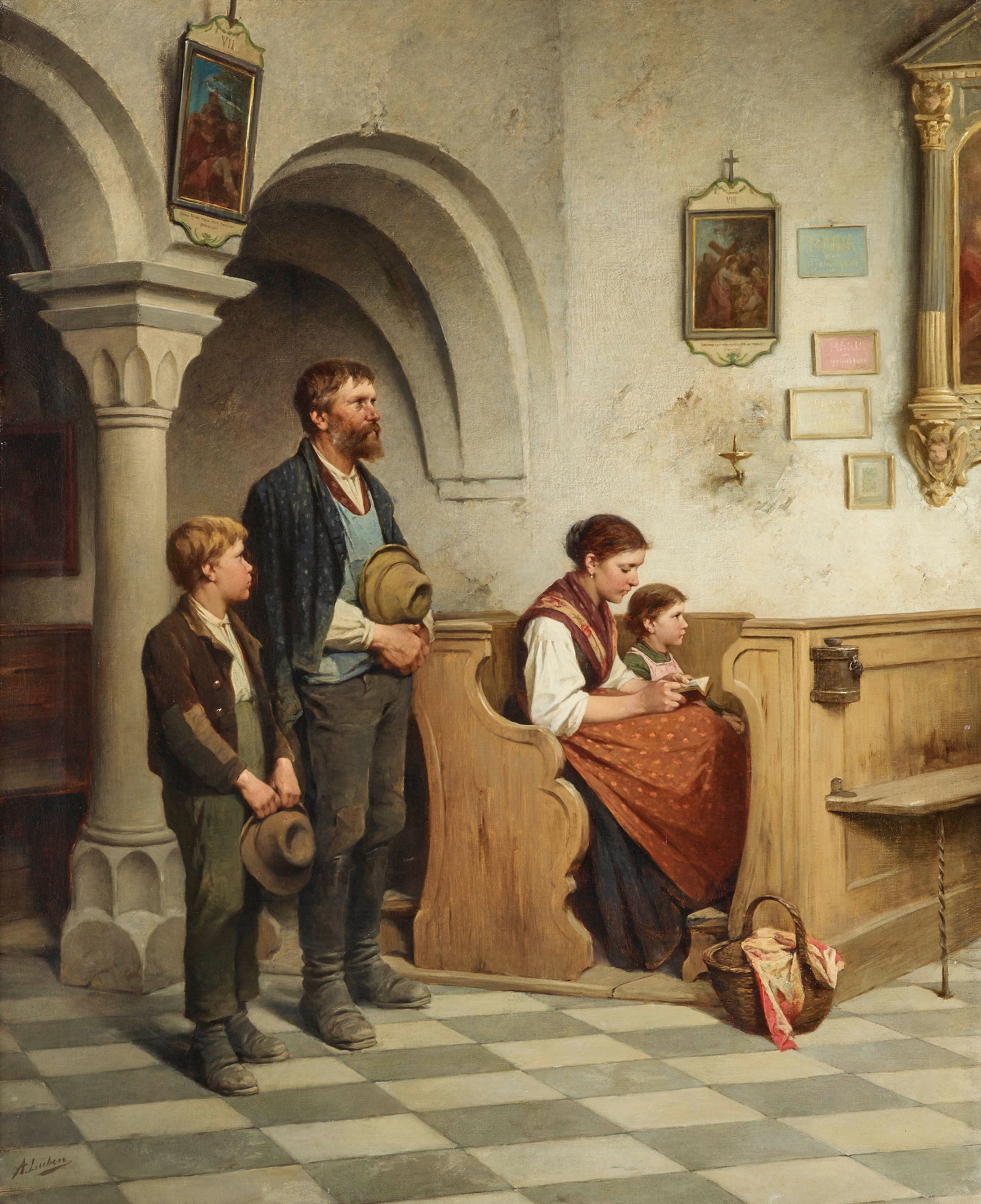 Peasant family in church - Adolf Lüben